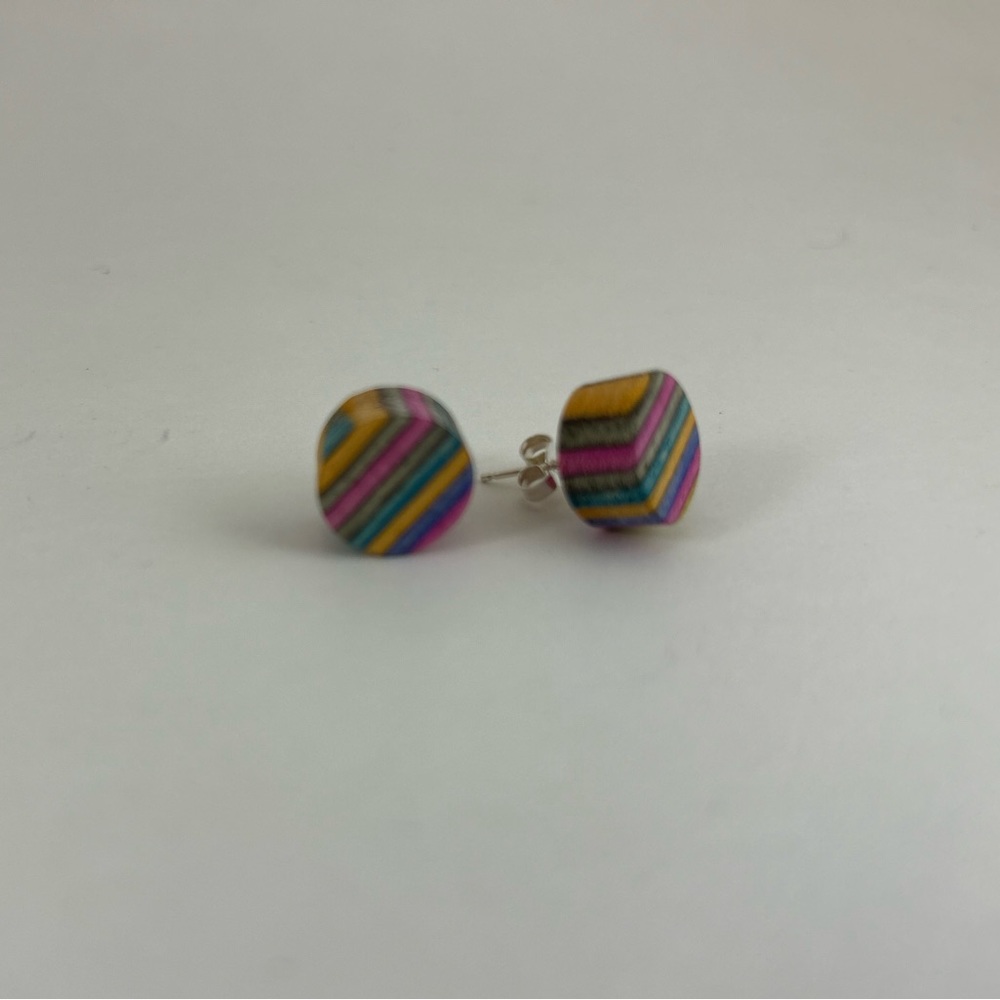 Upcycled skateboard wood stud earrings